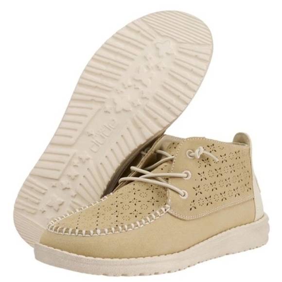 Hey Dude Shoes - Hey Dude "Wendy Mid Suede Boho" Ivory Tan Leather | Women's Size 7